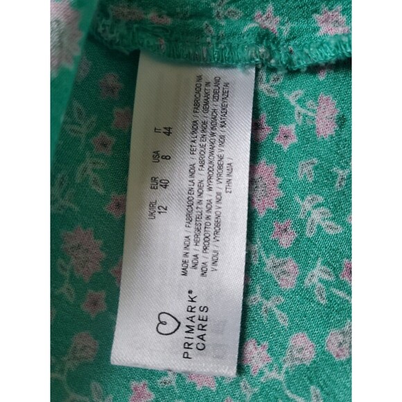 Womens Sz 8 Dress Ditsy Floral Print Above Knee Green V-Neck Short Sleeves - Picture 13 of 14